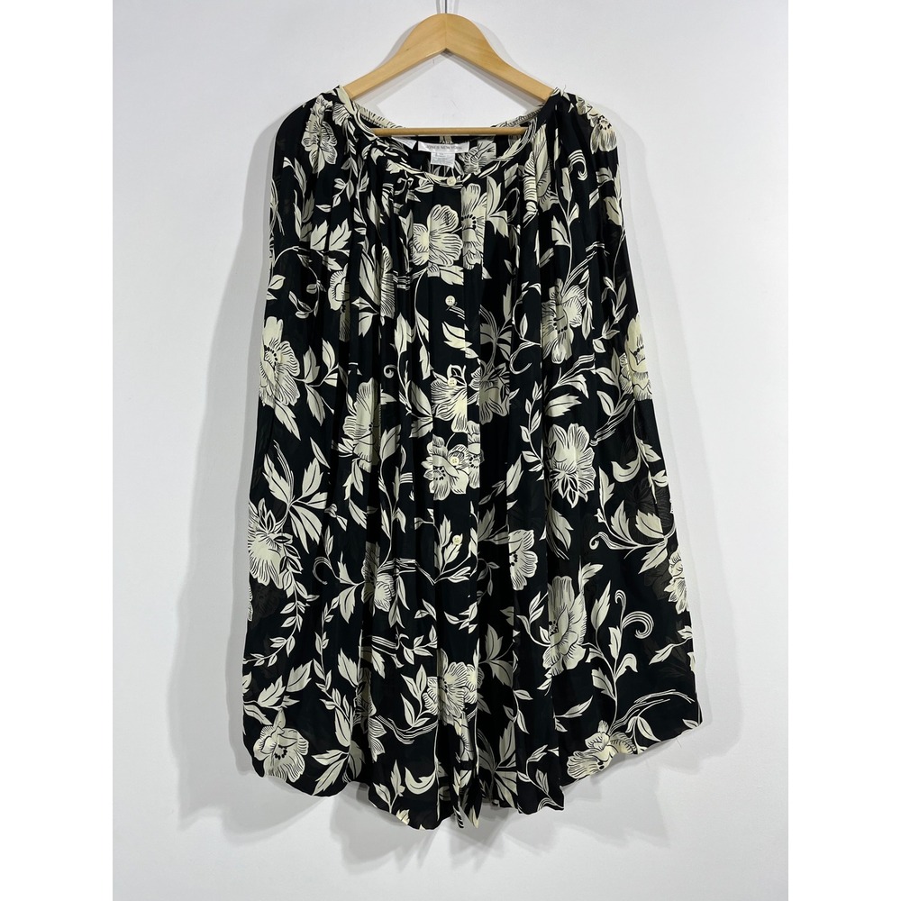 Jones NY Dark Floral Fairy Grunge Button Front Midi Skirt 10 Pleated Cottagecore